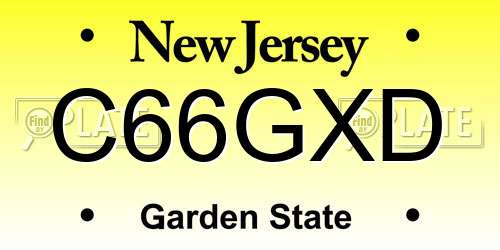C66GXD New Jersey License Plate