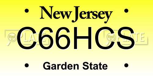 C66HCS New Jersey License Plate