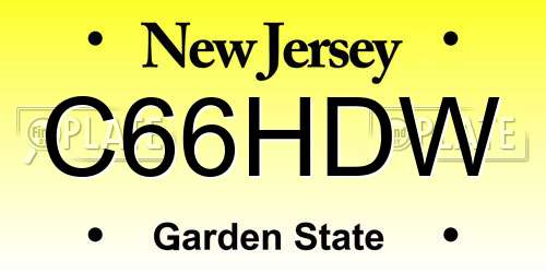 C66HDW New Jersey License Plate