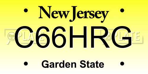 C66HRG New Jersey License Plate