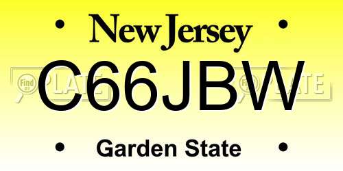 C66JBW New Jersey License Plate