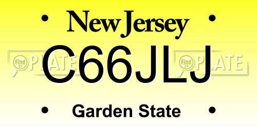 C66JLJ New Jersey License Plate