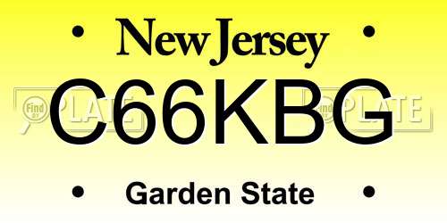 C66KBG New Jersey License Plate