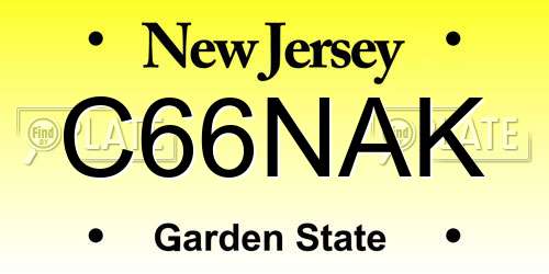 C66NAK New Jersey License Plate
