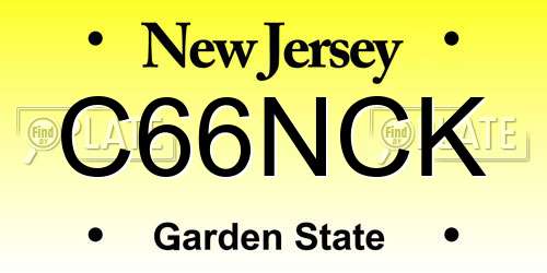 C66NCK New Jersey License Plate