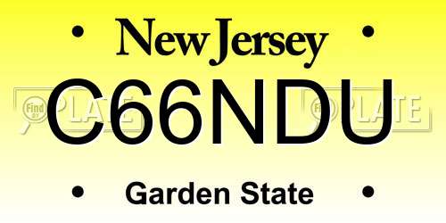 C66NDU New Jersey License Plate