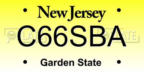 C66SBA New Jersey License Plate