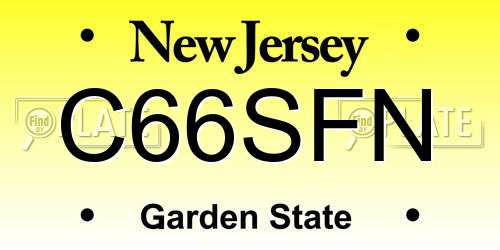 C66SFN New Jersey License Plate
