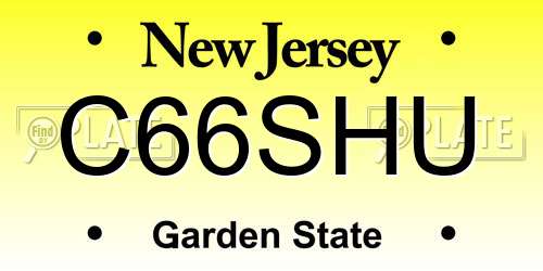 C66SHU New Jersey License Plate