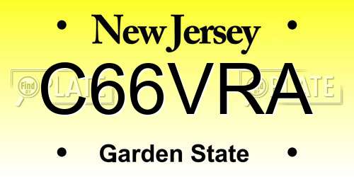 C66VRA New Jersey License Plate
