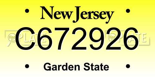 C672926 New Jersey License Plate