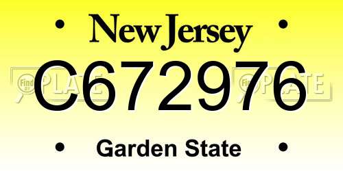 C672976 New Jersey License Plate