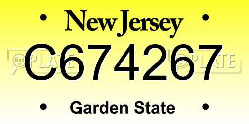 C674267 New Jersey License Plate