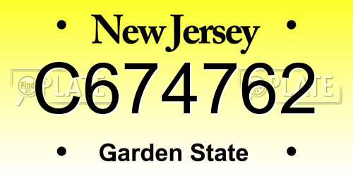 C674762 New Jersey License Plate