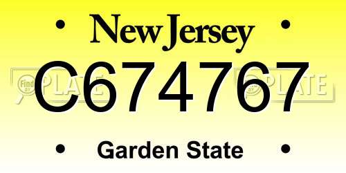 C674767 New Jersey License Plate