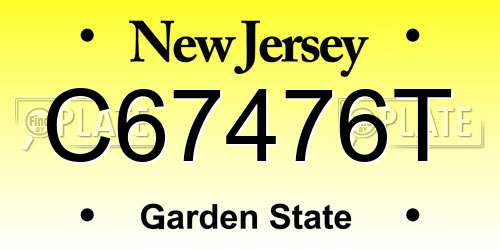 C67476T New Jersey License Plate
