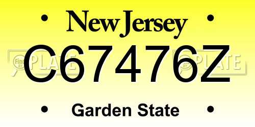 C67476Z New Jersey License Plate