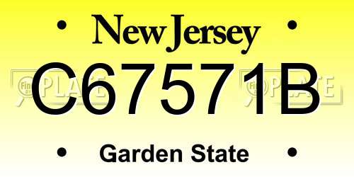 C67571B New Jersey License Plate