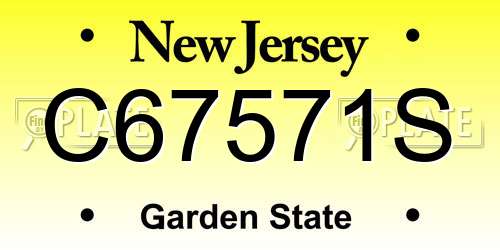 C67571S New Jersey License Plate