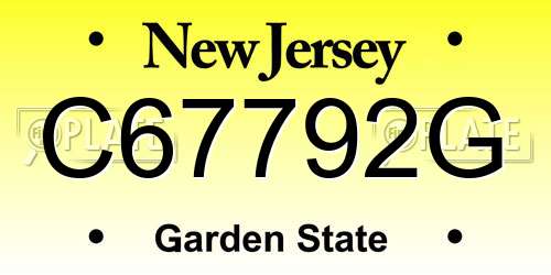 C67792G New Jersey License Plate