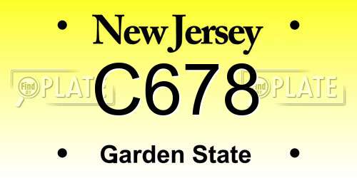 C678 New Jersey License Plate
