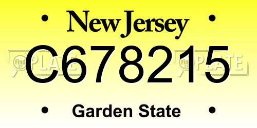 C678215 New Jersey License Plate