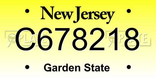 C678218 New Jersey License Plate