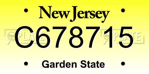 C678715 New Jersey License Plate