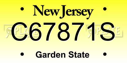 C67871S New Jersey License Plate