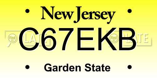 C67EKB New Jersey License Plate