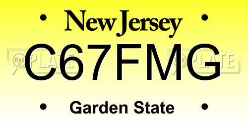 C67FMG New Jersey License Plate