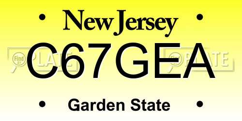 C67GEA New Jersey License Plate