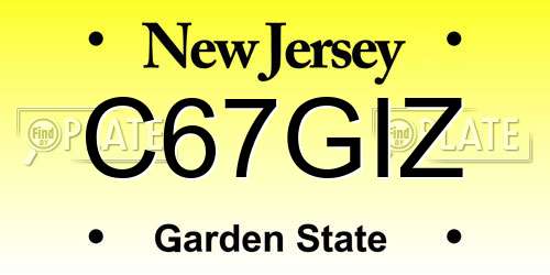 C67GIZ New Jersey License Plate