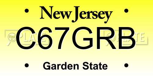 C67GRB New Jersey License Plate