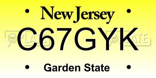 C67GYK New Jersey License Plate
