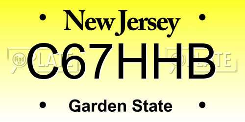 C67HHB New Jersey License Plate