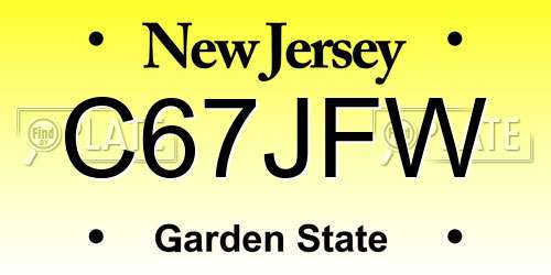 C67JFW New Jersey License Plate