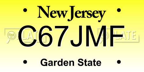 C67JMF New Jersey License Plate