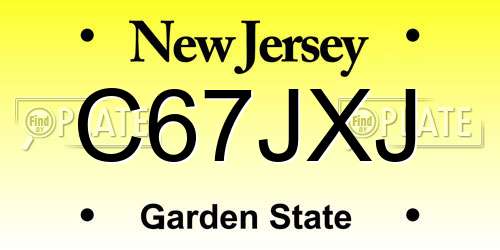 C67JXJ New Jersey License Plate