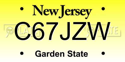 C67JZW New Jersey License Plate