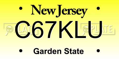 C67KLU New Jersey License Plate