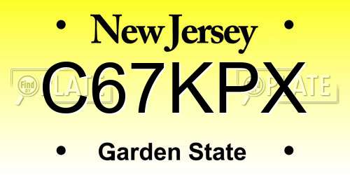 C67KPX New Jersey License Plate