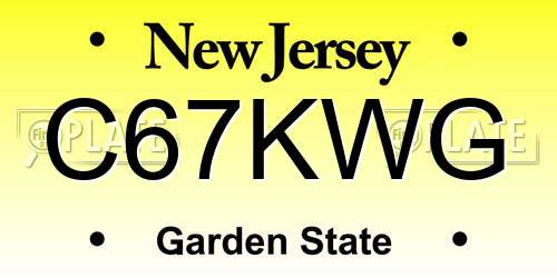 C67KWG New Jersey License Plate