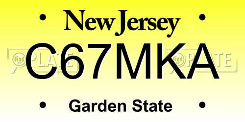 C67MKA New Jersey License Plate