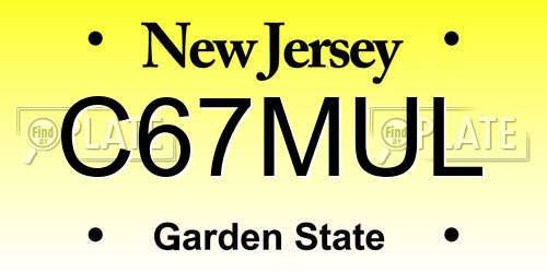 C67MUL New Jersey License Plate
