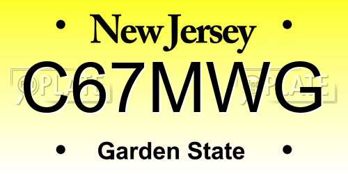 C67MWG New Jersey License Plate
