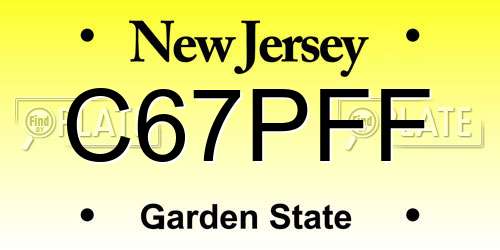 C67PFF New Jersey License Plate
