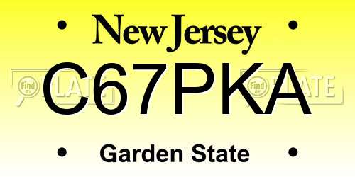 C67PKA New Jersey License Plate