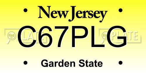 C67PLG New Jersey License Plate