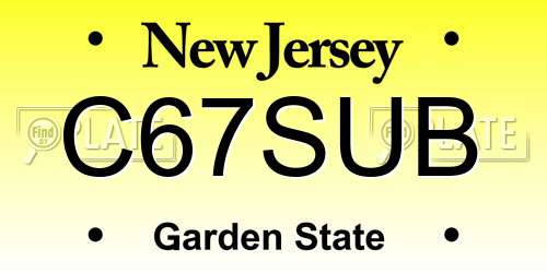 C67SUB New Jersey License Plate